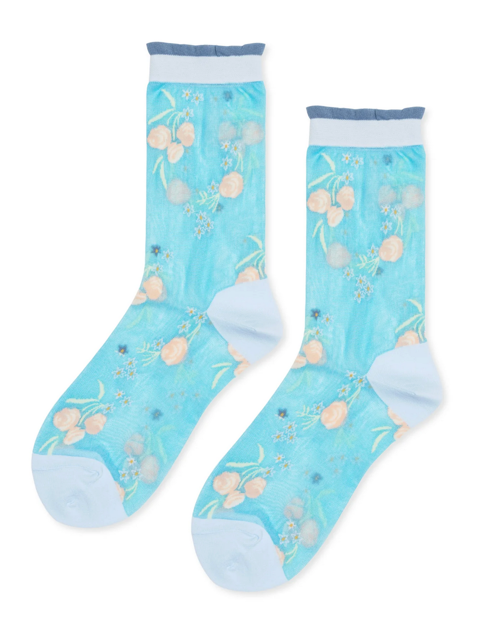 Wanda Sheer Crew Sock in Blue-Accessories-Hansel from Basel-Blue-OS-Mercantile Portland