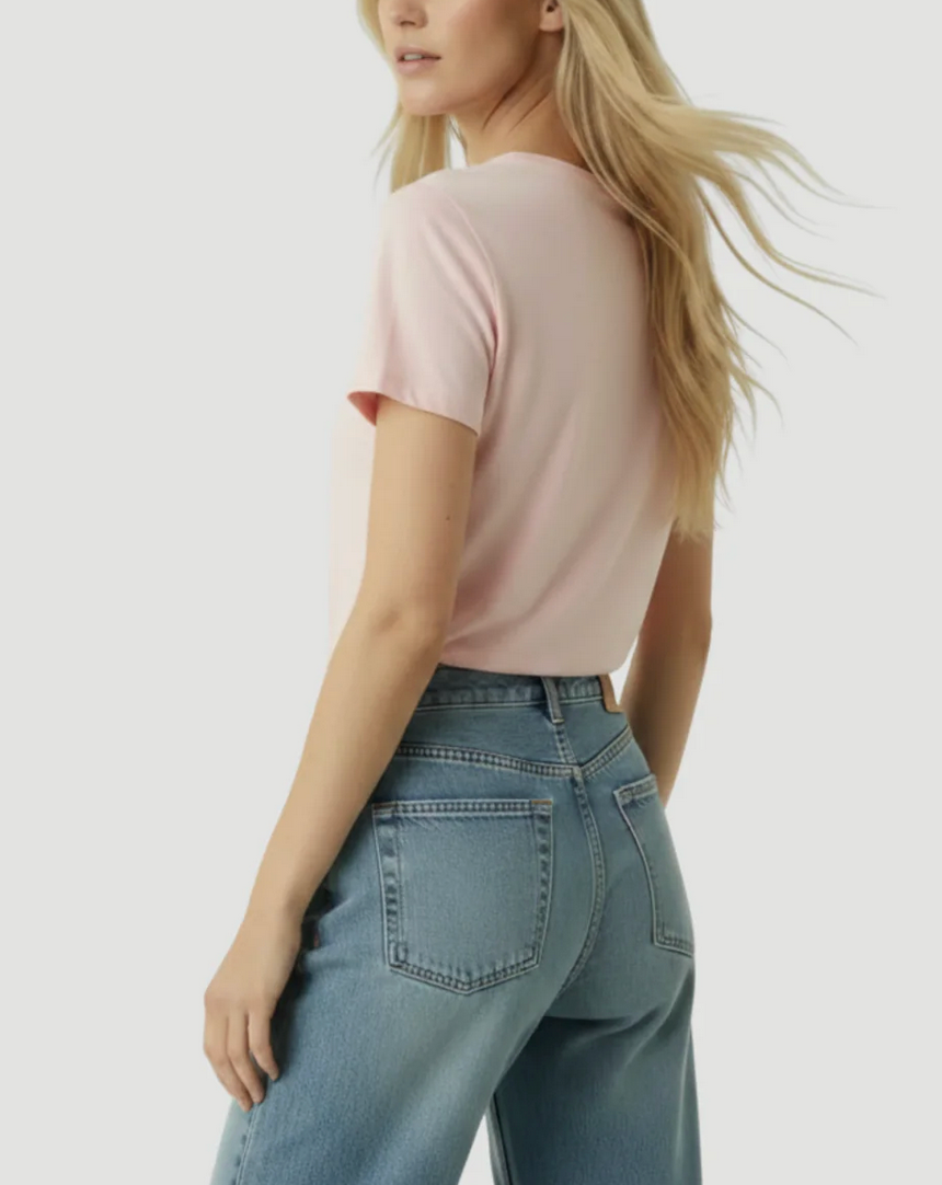 Washable Cashmere Crew T-shirt in Blossom-T-Shirts-Majestic Filatures-BLOSSOM-1-Mercantile Portland