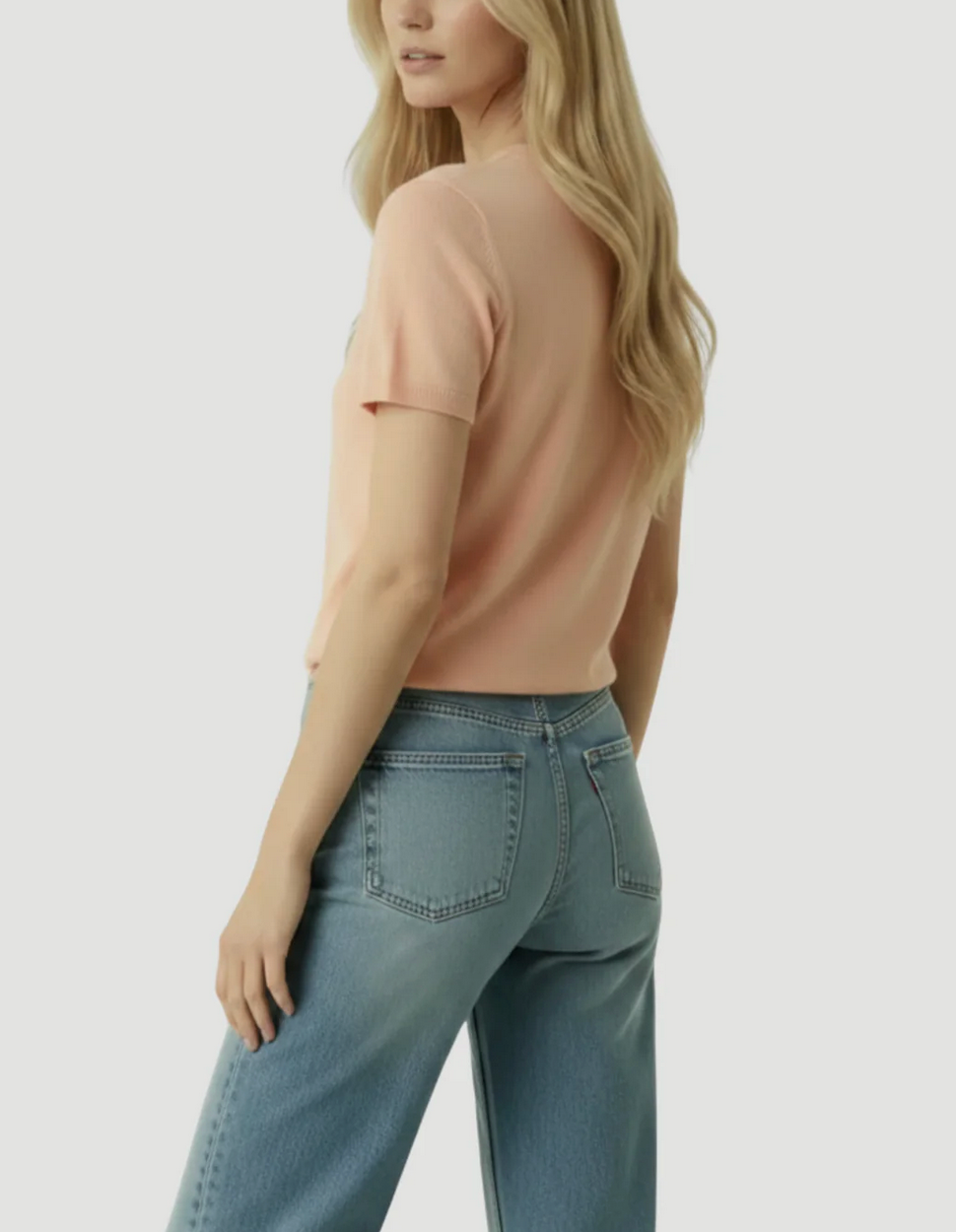 Washable Cashmere Crew T-shirt in Papaya-T-Shirts-Majestic Filatures-PAPAYA-1-Mercantile Portland