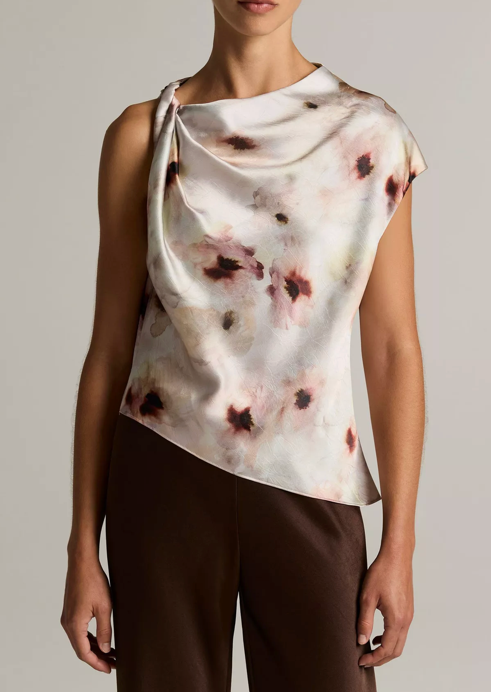 Watercolor Floral Satin Top-Tops-Vince-Soft Peony-S-Mercantile Portland