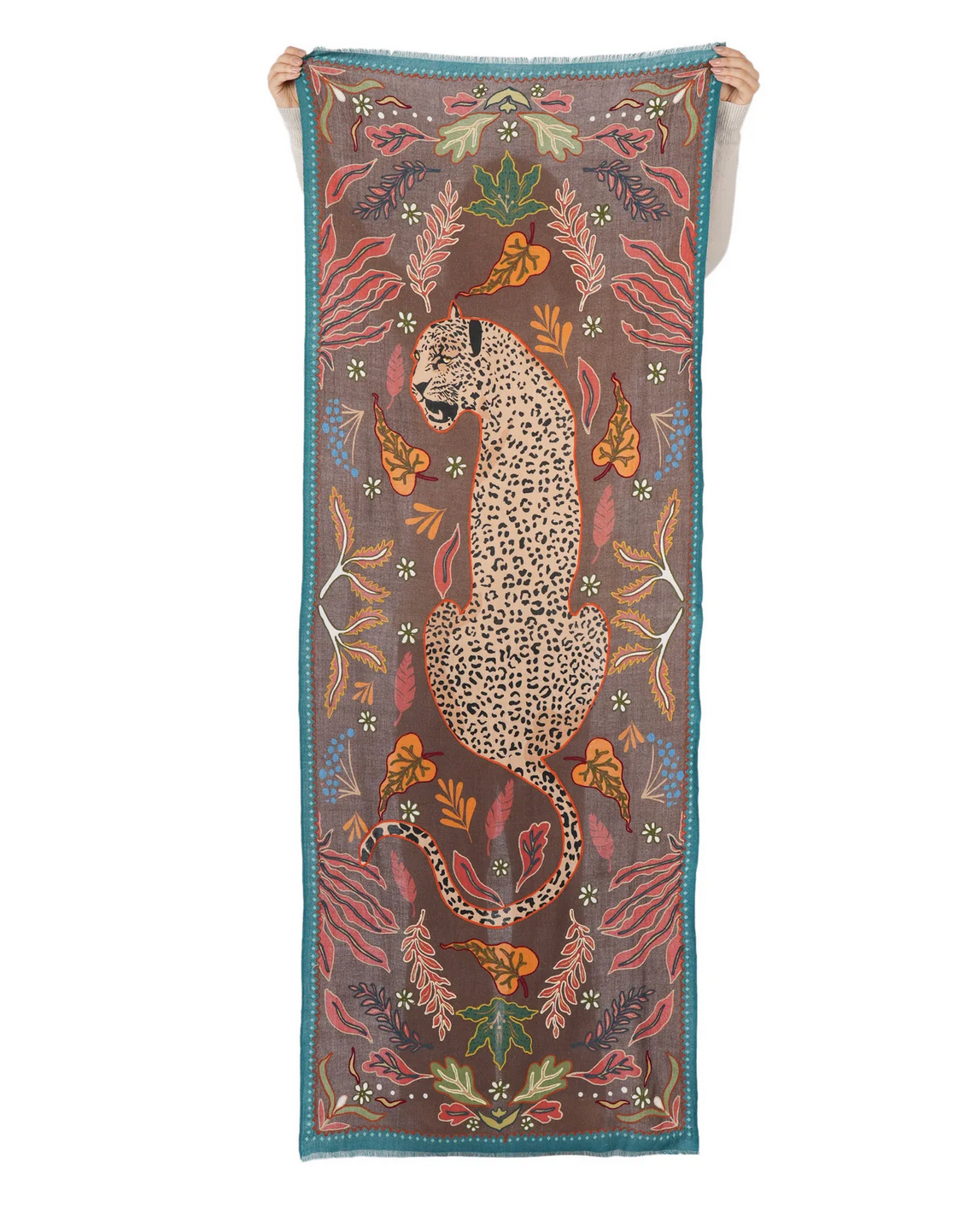 Wild Grace Embroidered Wool Scarf-Scarves and Wraps-Mercantile Portland-Vintage Brown-OS-Mercantile Portland