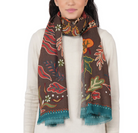 Wild Grace Embroidered Wool Scarf-Scarves and Wraps-Mercantile Portland-Vintage Brown-OS-Mercantile Portland