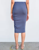 Women's Side Shred Midi Skirt-Skirts-Sundry-Navy-XS-Mercantile Portland
