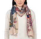 Woodland Embroidered Wool Scarf in Vanilla-Scarves and Wraps-Mercantile Portland-Vanilla-OS-Mercantile Portland