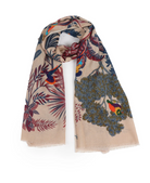 Woodland Embroidered Wool Scarf in Vanilla-Scarves and Wraps-Mercantile Portland-Vanilla-OS-Mercantile Portland