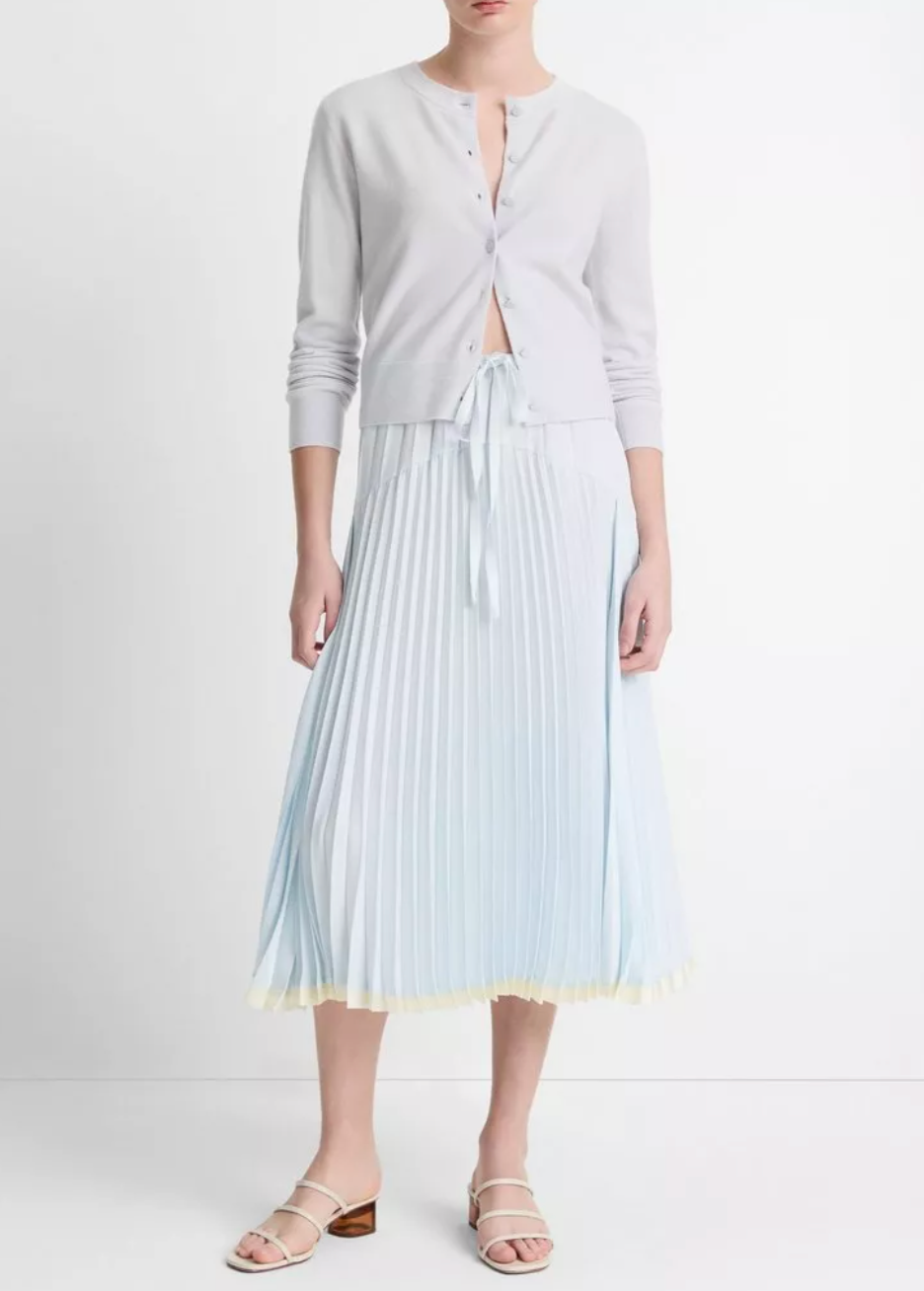Wool & Cashmere Tipped Half Moon Cardigan-Clothing-Vince-Opal Grey/ Optic White-XXS-Mercantile Portland