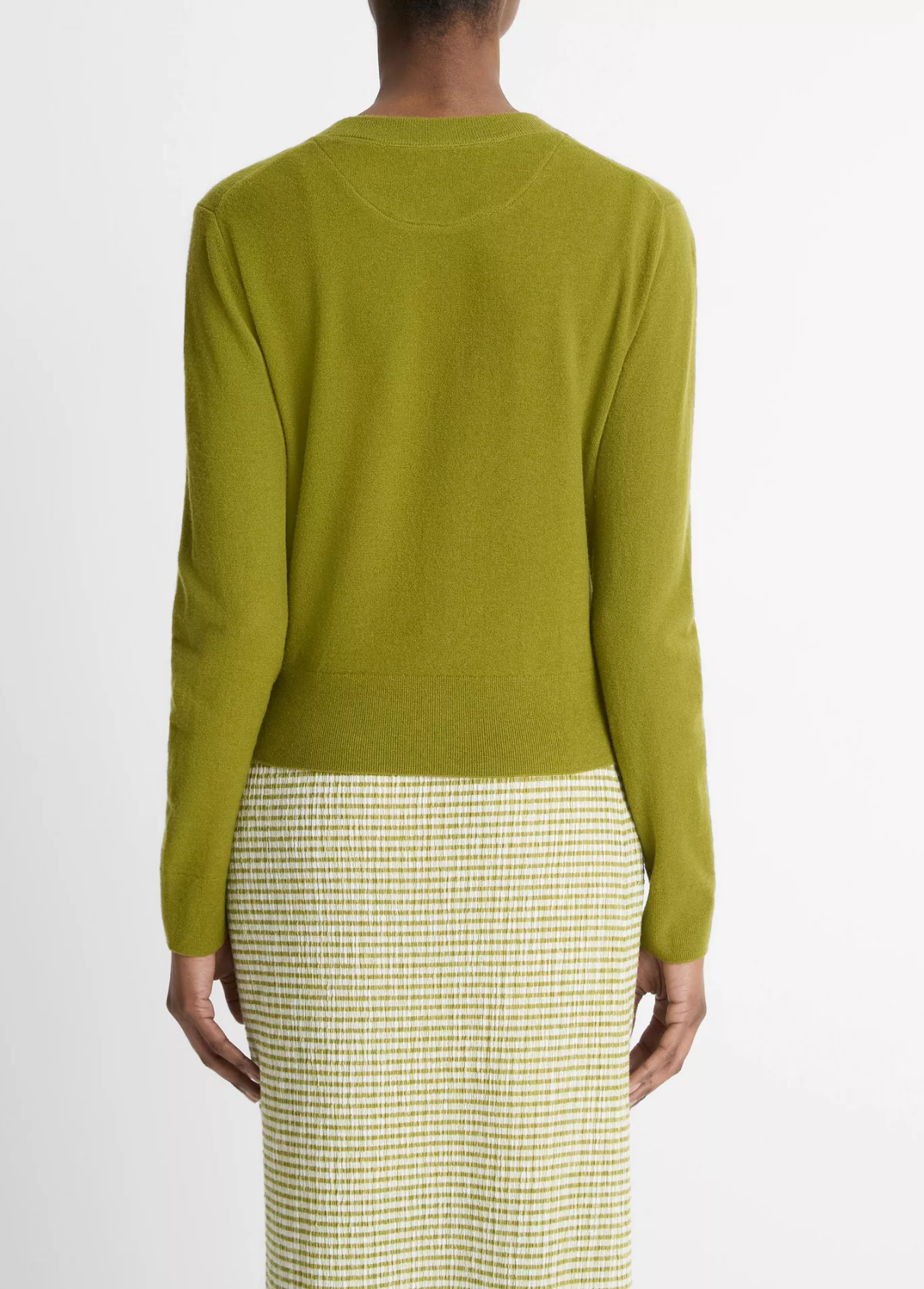 Wool & Cashmere Tipped Half Moon Cardigan-Clothing-Vince-Herbaria/ Optic White-XXS-Mercantile Portland