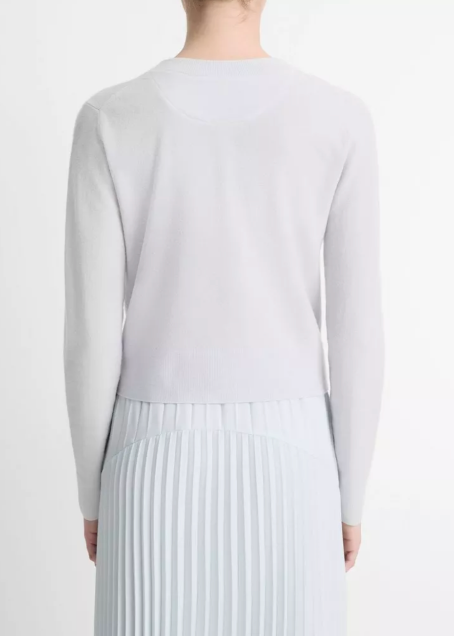 Wool & Cashmere Tipped Half Moon Cardigan-Clothing-Vince-Opal Grey/ Optic White-XXS-Mercantile Portland