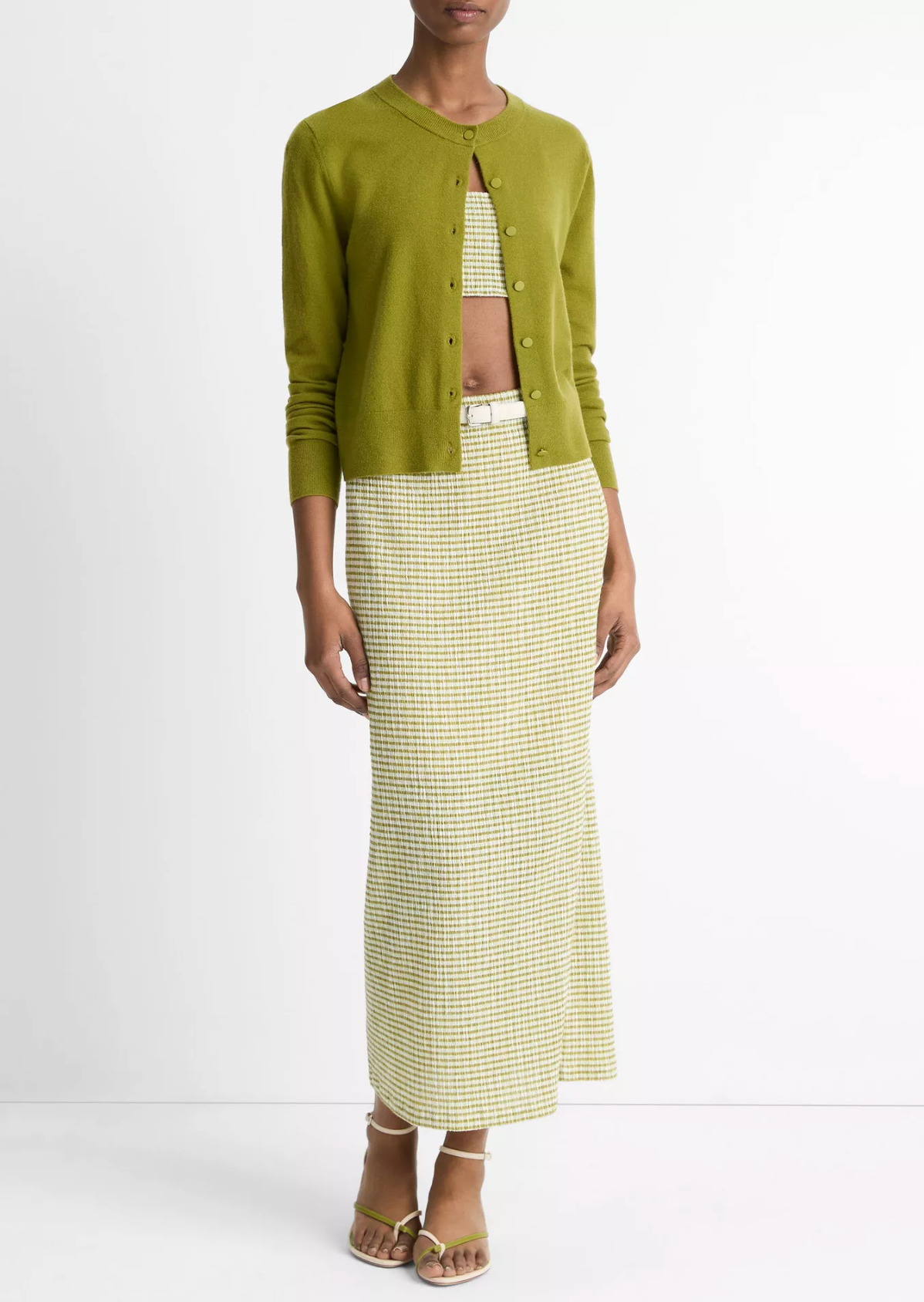 Wool & Cashmere Tipped Half Moon Cardigan-Clothing-Vince-Herbaria/ Optic White-XXS-Mercantile Portland