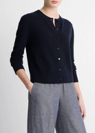 Wool & Cashmere Tipped Half Moon Cardigan-Clothing-Vince-Coastal Blue/ Optic White-XXS-Mercantile Portland