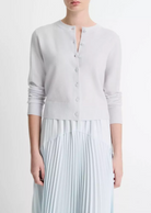 Wool & Cashmere Tipped Half Moon Cardigan-Clothing-Vince-Opal Grey/ Optic White-XXS-Mercantile Portland