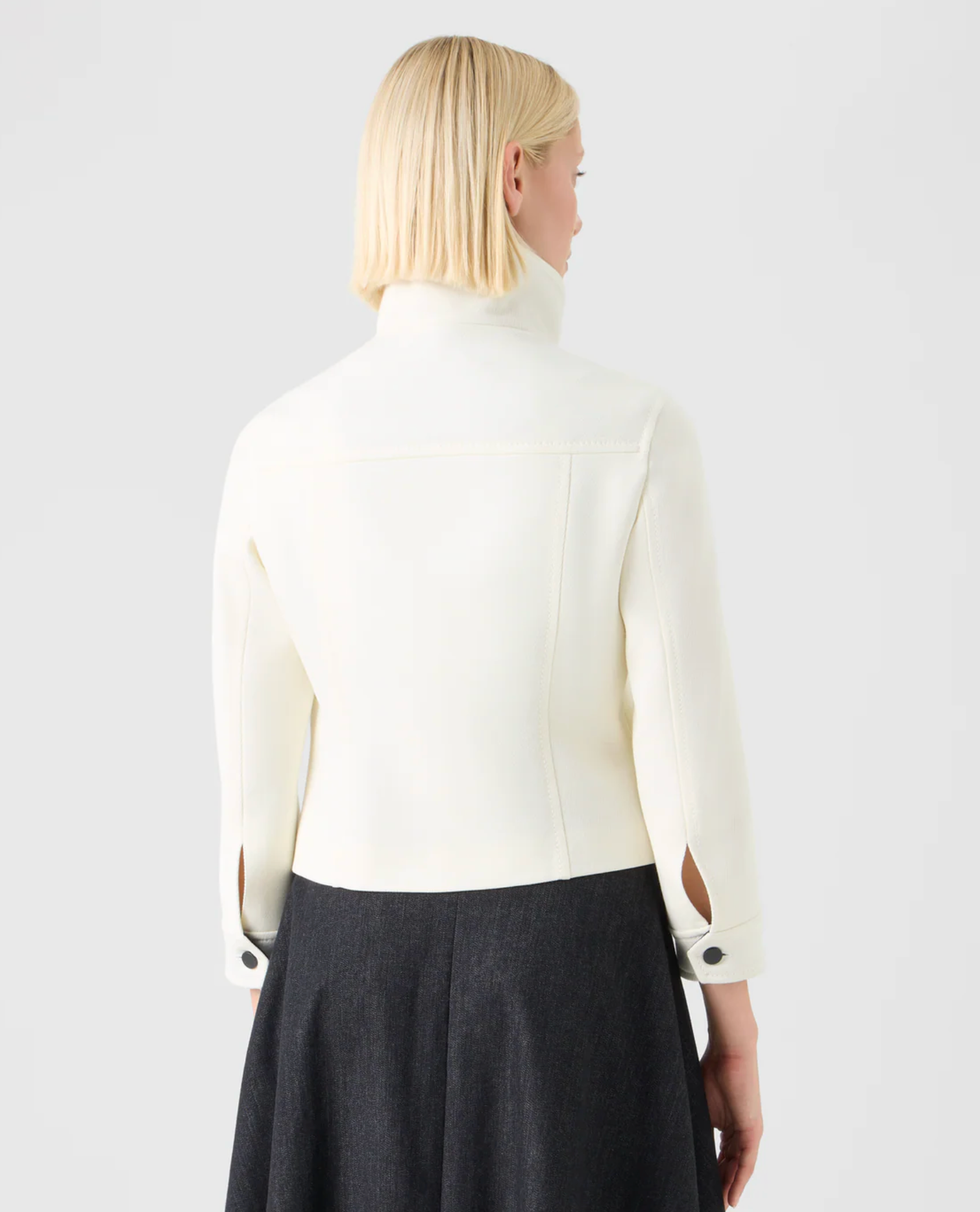 Wool Jacket in Cream-Jackets-Akris Punto-Cream/Black-4-Mercantile Portland