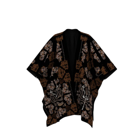Wool Poncho-Kaftans and Ponchos-FRANCO FERRARI-Black Brown-OS-Mercantile Portland