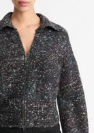 Wool-Silk Donegal Zip Jacket-Outerwear-Vince-Black Donegal-XXS-Mercantile Portland