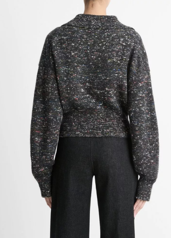 Wool-Silk Donegal Zip Jacket-Outerwear-Vince-Black Donegal-XXS-Mercantile Portland