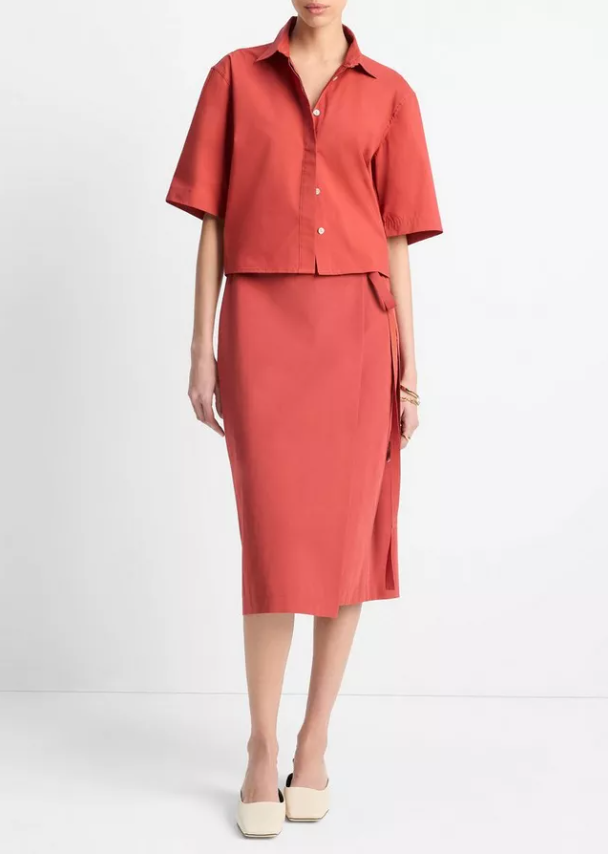 Wrap Straight Skirt-Clothing-Vince-Brick Rose-00-Mercantile Portland