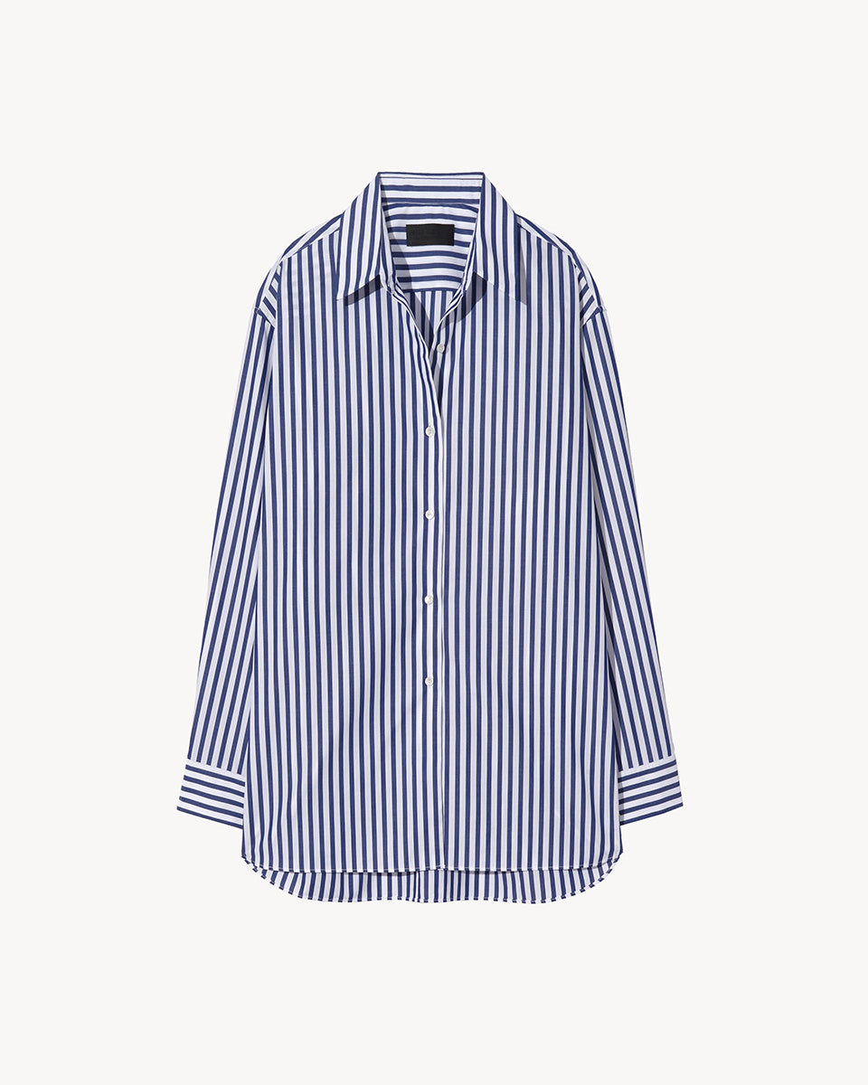 Yorke Shirt-Shirts-Nili Lotan-Large Dark Navy/White Stripes-XS-Mercantile Portland