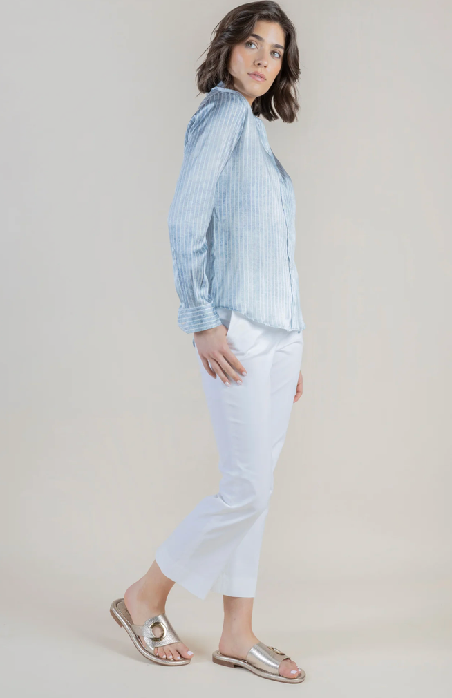 Yuppy Blouse in Denim Stripe-Shirts-Amina Rubinacci-Denim-38-Mercantile Portland