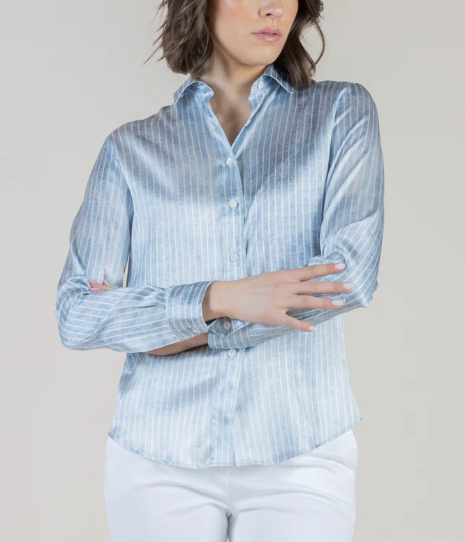 Yuppy Blouse in Denim Stripe-Shirts-Amina Rubinacci-Denim-38-Mercantile Portland