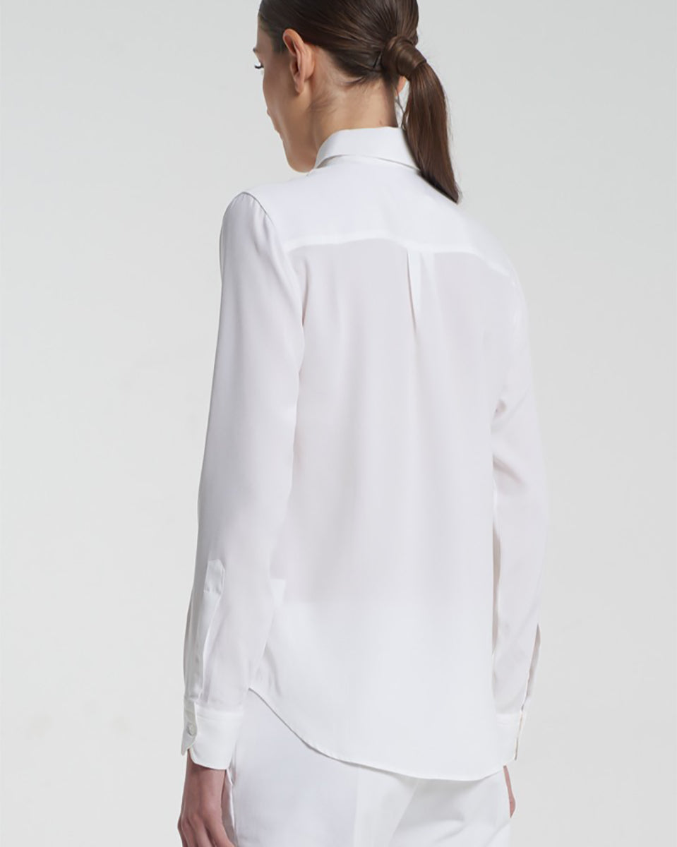 Yuppy R Stretch Silk Shirt in White-Shirts-Amina Rubinacci-White-38-Mercantile Portland