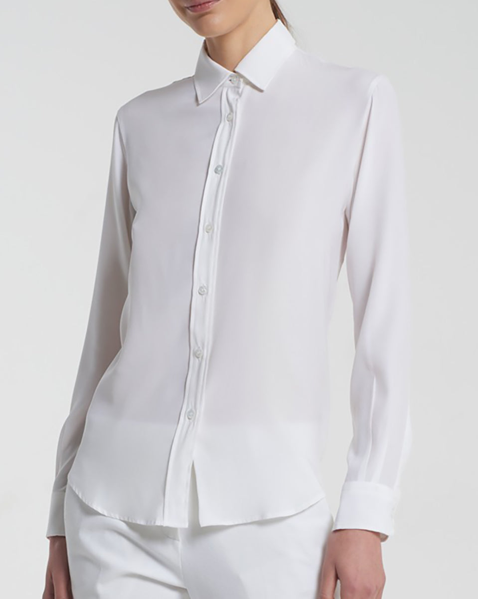 Yuppy R Stretch Silk Shirt in White-Shirts-Amina Rubinacci-White-38-Mercantile Portland