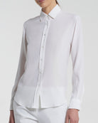 Yuppy R Stretch Silk Shirt in White-Shirts-Amina Rubinacci-White-38-Mercantile Portland