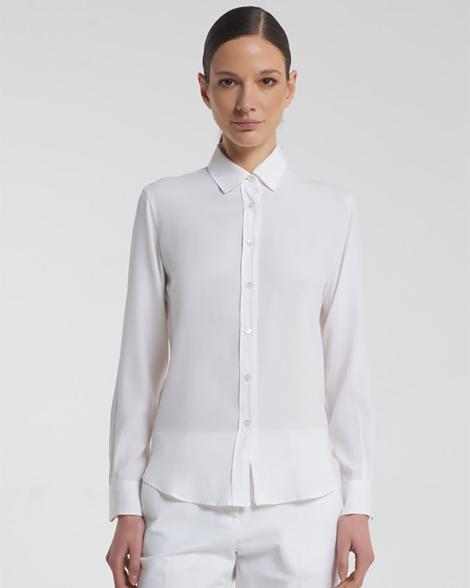 Yuppy R Stretch Silk Shirt in Sorbet-Shirts-Amina Rubinacci-Sorbet-38-Mercantile Portland