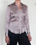 Yuppy RP Silk Stretch Houndstooth Blouse-Clothing-Amina Rubinacci-Blue Houndstooth-34-Mercantile Portland