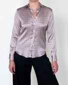 Yuppy RP Silk Stretch Houndstooth Blouse-Clothing-Amina Rubinacci-Blue Houndstooth-34-Mercantile Portland