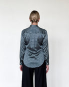 Yuppy RP Silk Stretch Houndstooth Blouse-Clothing-Amina Rubinacci-Blue Houndstooth-34-Mercantile Portland