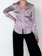 Yuppy RP Silk Stretch Houndstooth Blouse-Clothing-Amina Rubinacci-Blue Houndstooth-34-Mercantile Portland