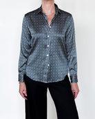 Yuppy RP Silk Stretch Houndstooth Blouse-Clothing-Amina Rubinacci-Blue Houndstooth-34-Mercantile Portland