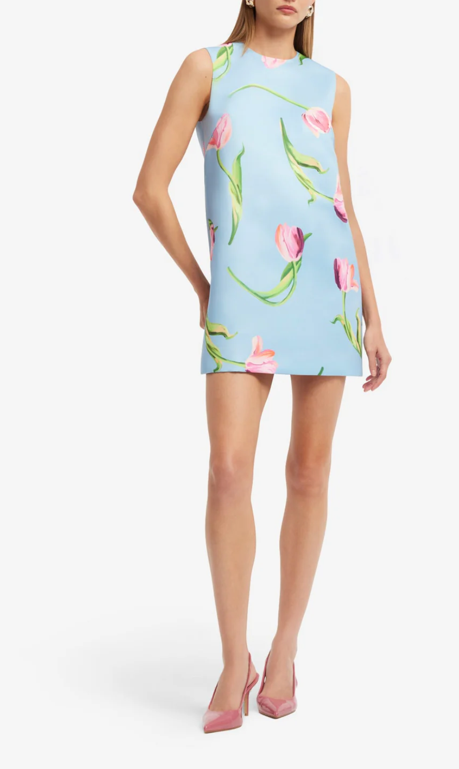 Yvonne Mini Dress-Dresses-LEO LIN-Tulip Print Blue-0-Mercantile Portland