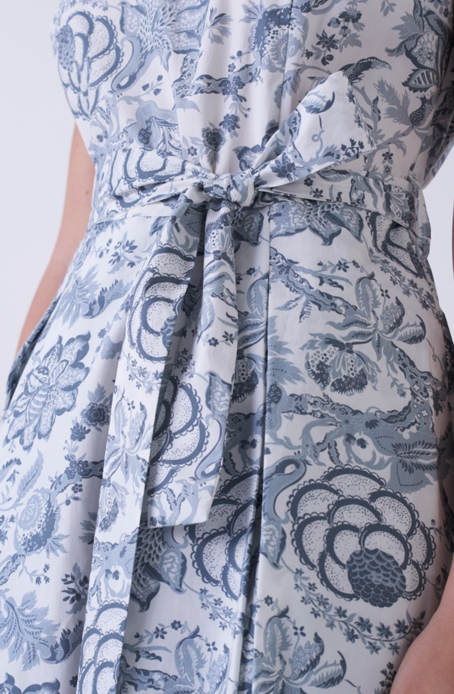 Zimbawe Cotton Dress-Clothing-Amina Rubinacci-Bianco Denim-42-Mercantile Portland