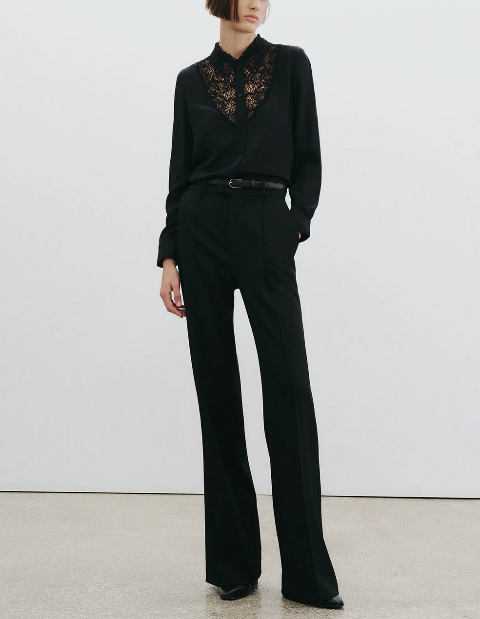 Zola Lace Silk Shirt-Shirts-Nili Lotan-Black-XS-Mercantile Portland