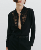 Zola Lace Silk Shirt-Shirts-Nili Lotan-Black-XS-Mercantile Portland