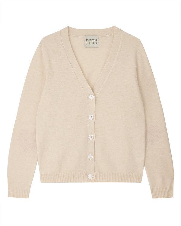 Heart Patch Cashmere Cardigan in Oatmeal-Jumper 1234-Mercantile Portland