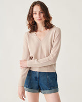 Cashmere Shrunken V-Neck-White + Warren-Mercantile Portland