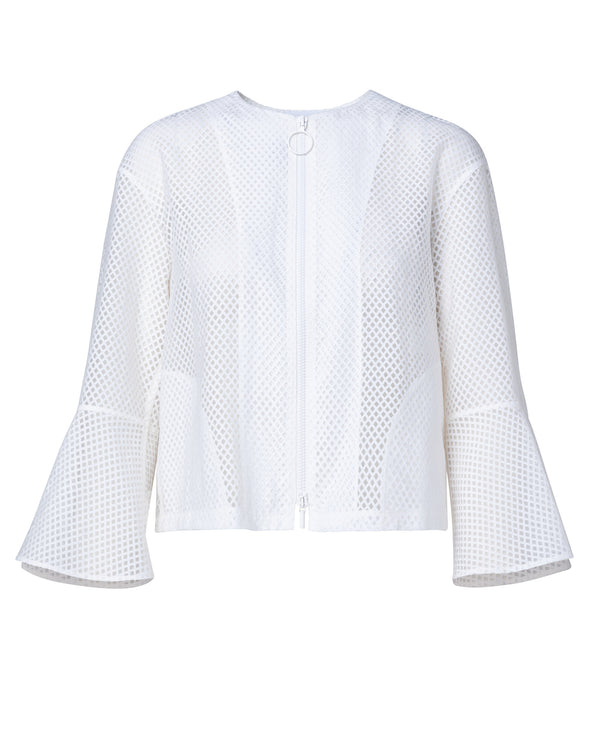 White 3/4 Flared Sleeve Jacket Top-Akris Punto-Mercantile Portland
