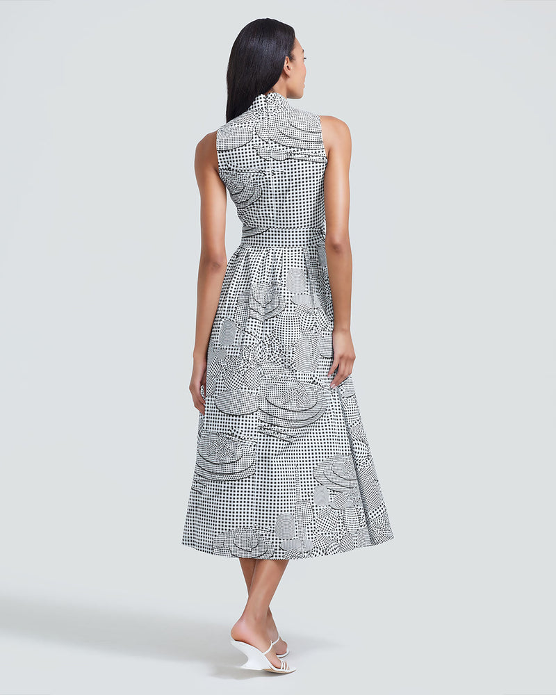 Tablescape Printed Cotton V-Neck Midi Dress-Lela Rose-Mercantile Portland