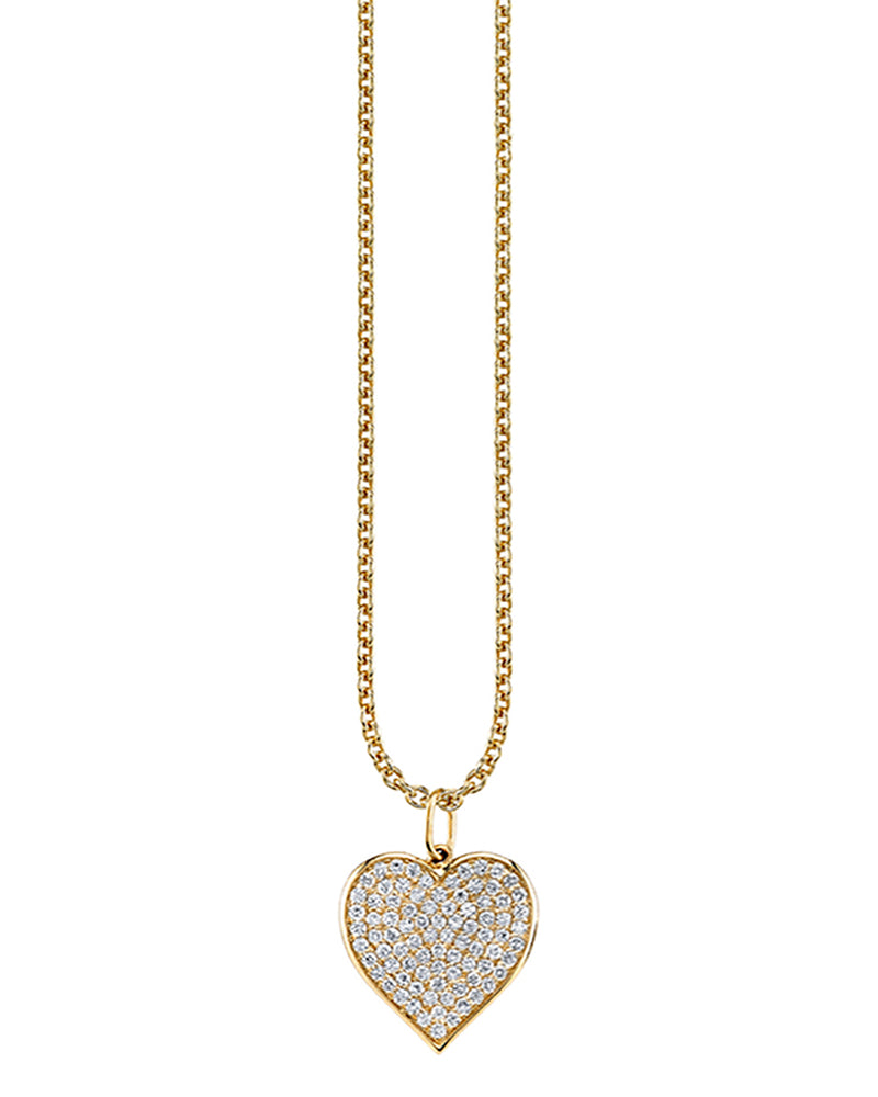 Large Diamond Pavé Heart Charm Necklace-Sydney Evan-Mercantile Portland