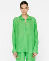 The Oversized Linear Lace Shirt in Bright Peridot-Frame-Mercantile Portland