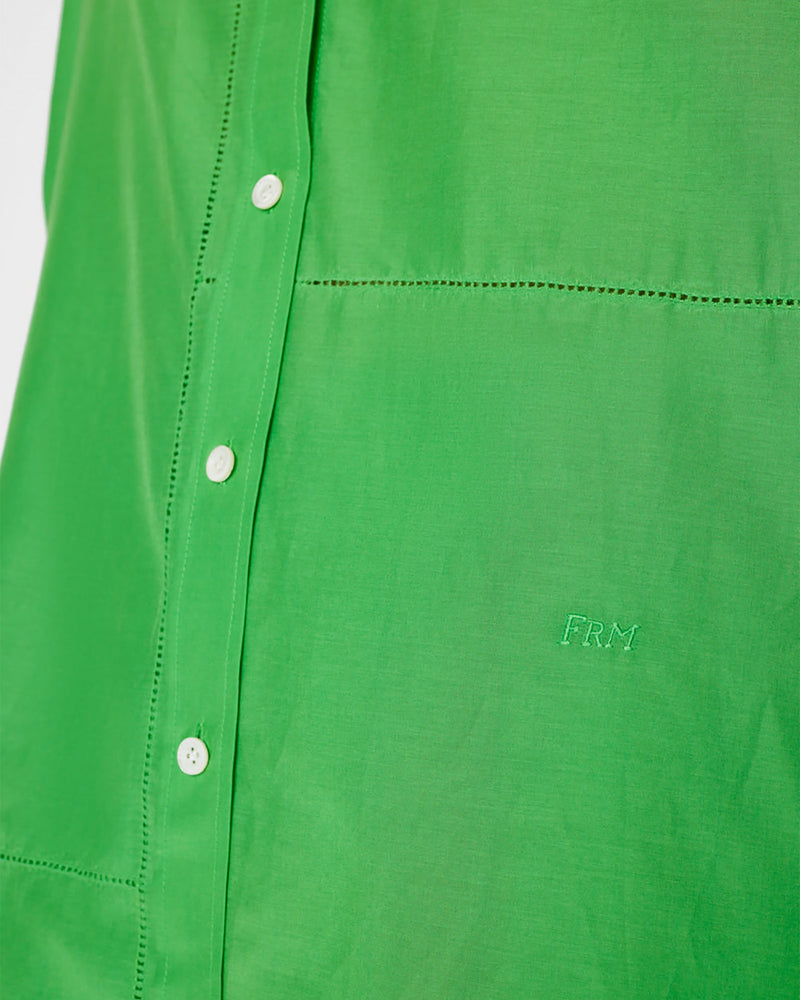 The Oversized Linear Lace Shirt in Bright Peridot-Frame-Mercantile Portland