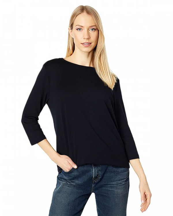 Soft Touch Semi Relaxed 3/4 Sleeve Boatneck Tee-Majestic Filatures-Mercantile Portland