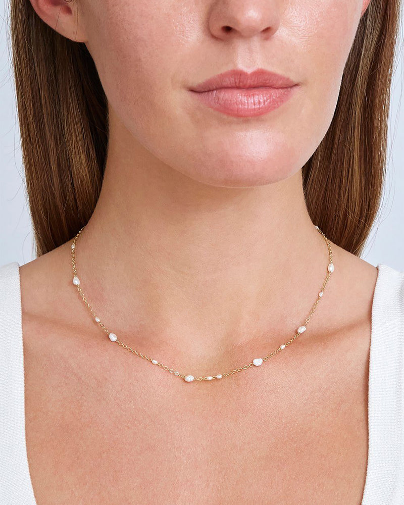 Free-Form White Pearl Mix Short Necklaces-Chan Luu-Mercantile Portland