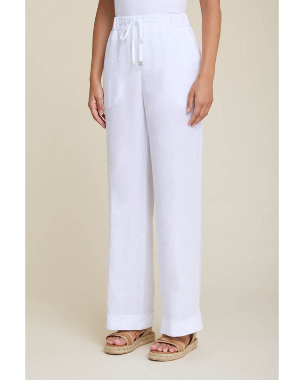 Soft wide pull-on trousers in pure linen-Peserico-Mercantile Portland