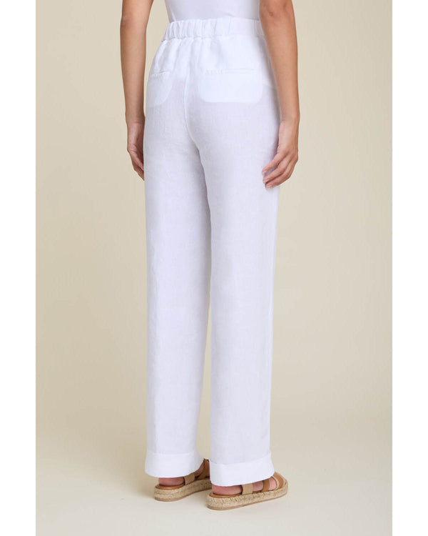 Soft wide pull-on trousers in pure linen-Peserico-Mercantile Portland