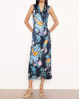 Painted Bouquet Sleeveless Draped Pleat Wrap Dress-Vince-Mercantile Portland