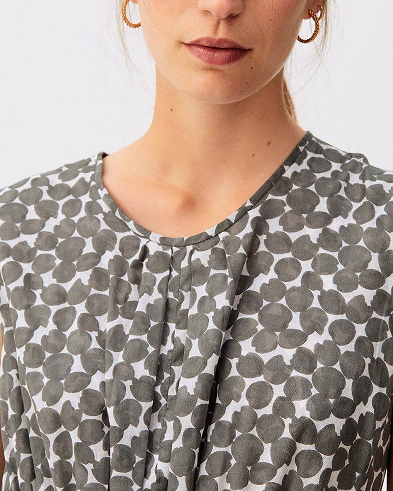 Printed Cotton Viole Sleeveless Dress-Rosso35-Mercantile Portland