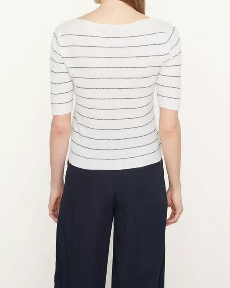 Stripe Ribbed Linen-Cashmere Sweater-Vince-Mercantile Portland